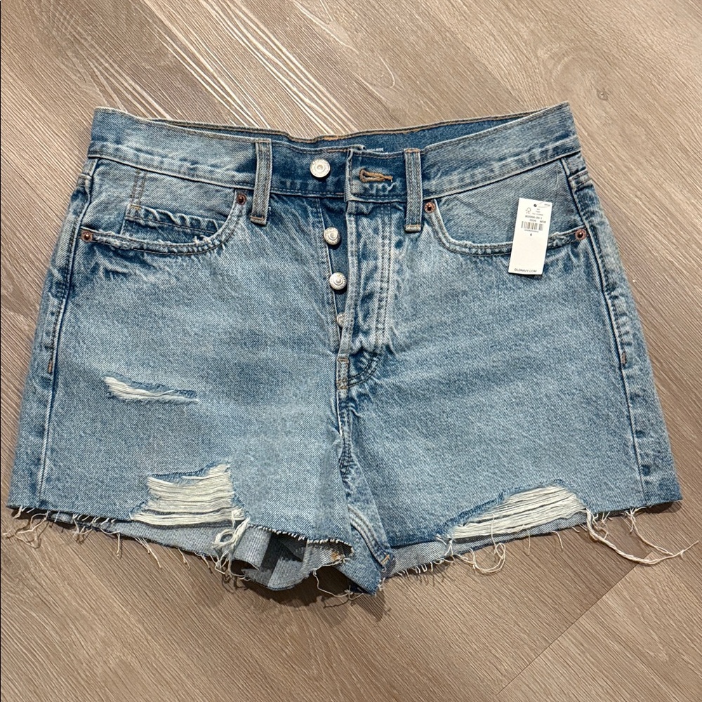 Old Navy Light Blue Distressed High-Rise Jean Shorts NWT